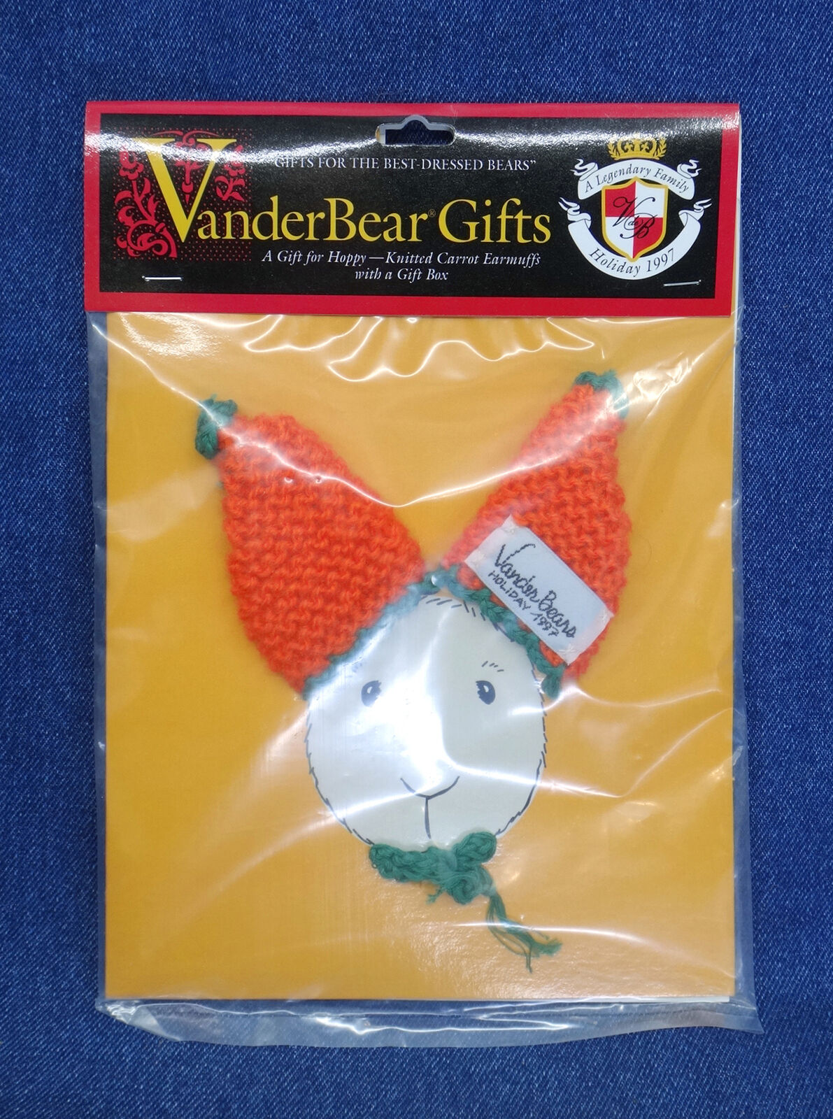Easter 1997 Knitted Carrot "ears" (muffs) Hoppy Vanderhare / Muffy Teddy Bear