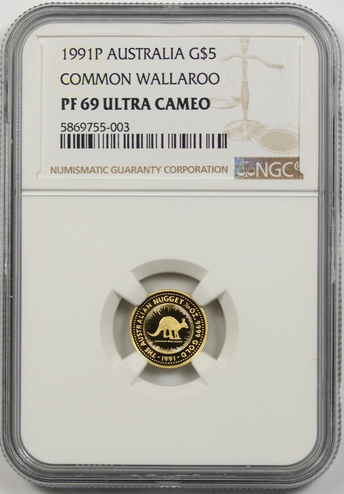 1991-p Australia Common Wallaroo $5 Ngc Pf 69 Ultra Cameo