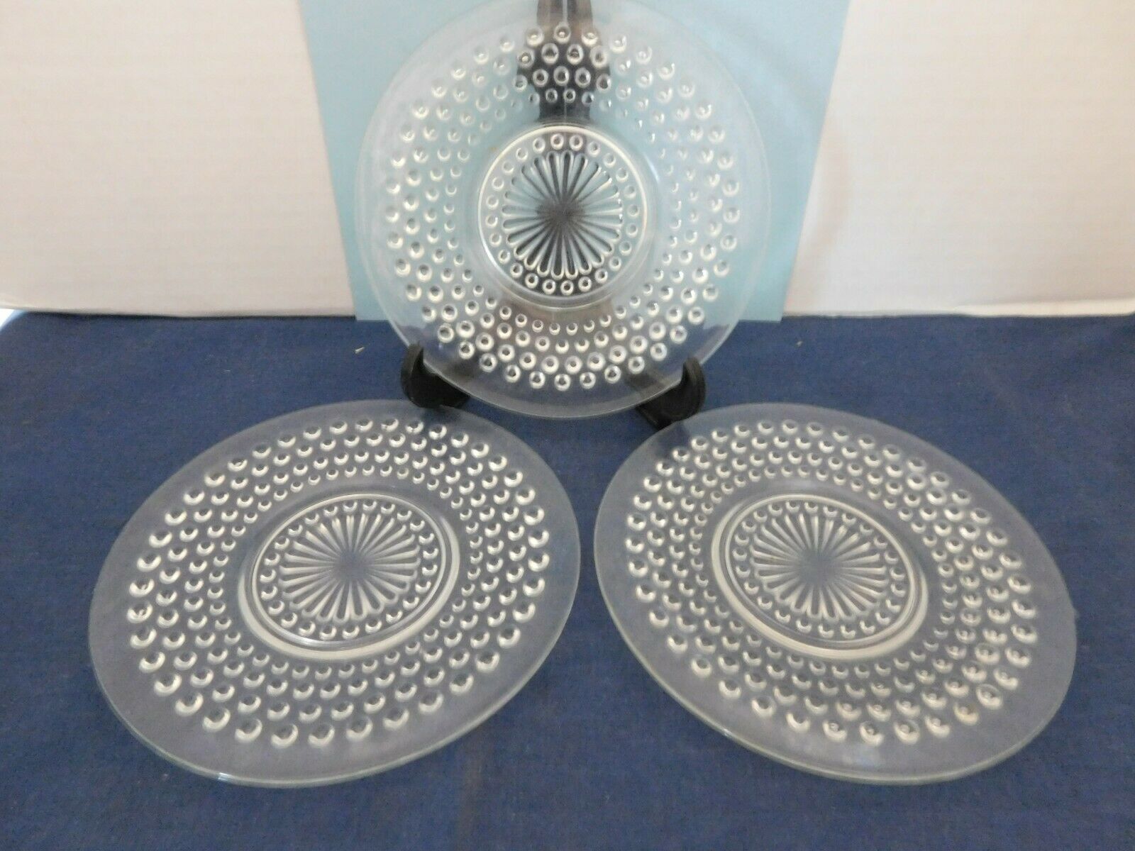 Anchor Hocking Clear Crystal Hobnail Bubble Glass Saucers Set Of 3 6 1/4"