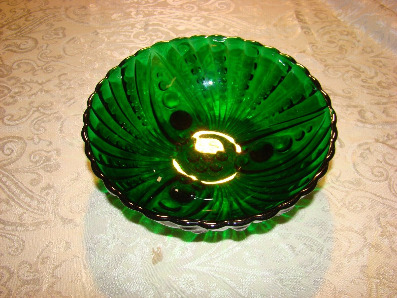 Anchor Hocking Inspiration Footed Green Depression Glass Bowl 8.5" X 2 7/8"